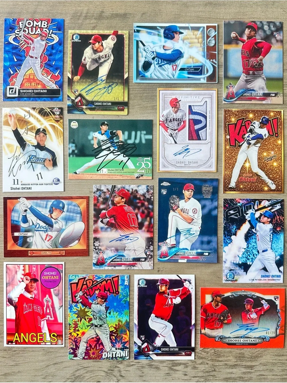 Shohei Ohtani Signed Roolie Lot of (9) Kaboom Anime Novelty Cards.